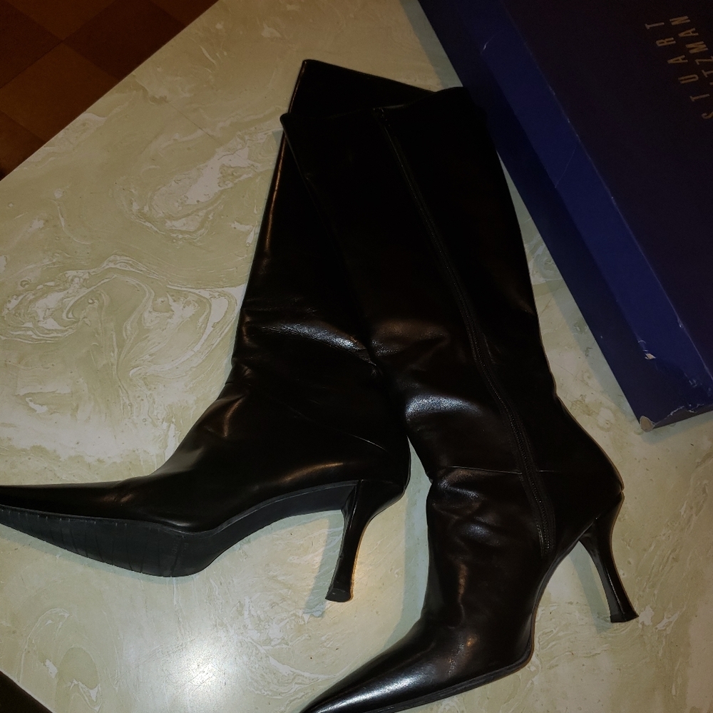 Black leather boots